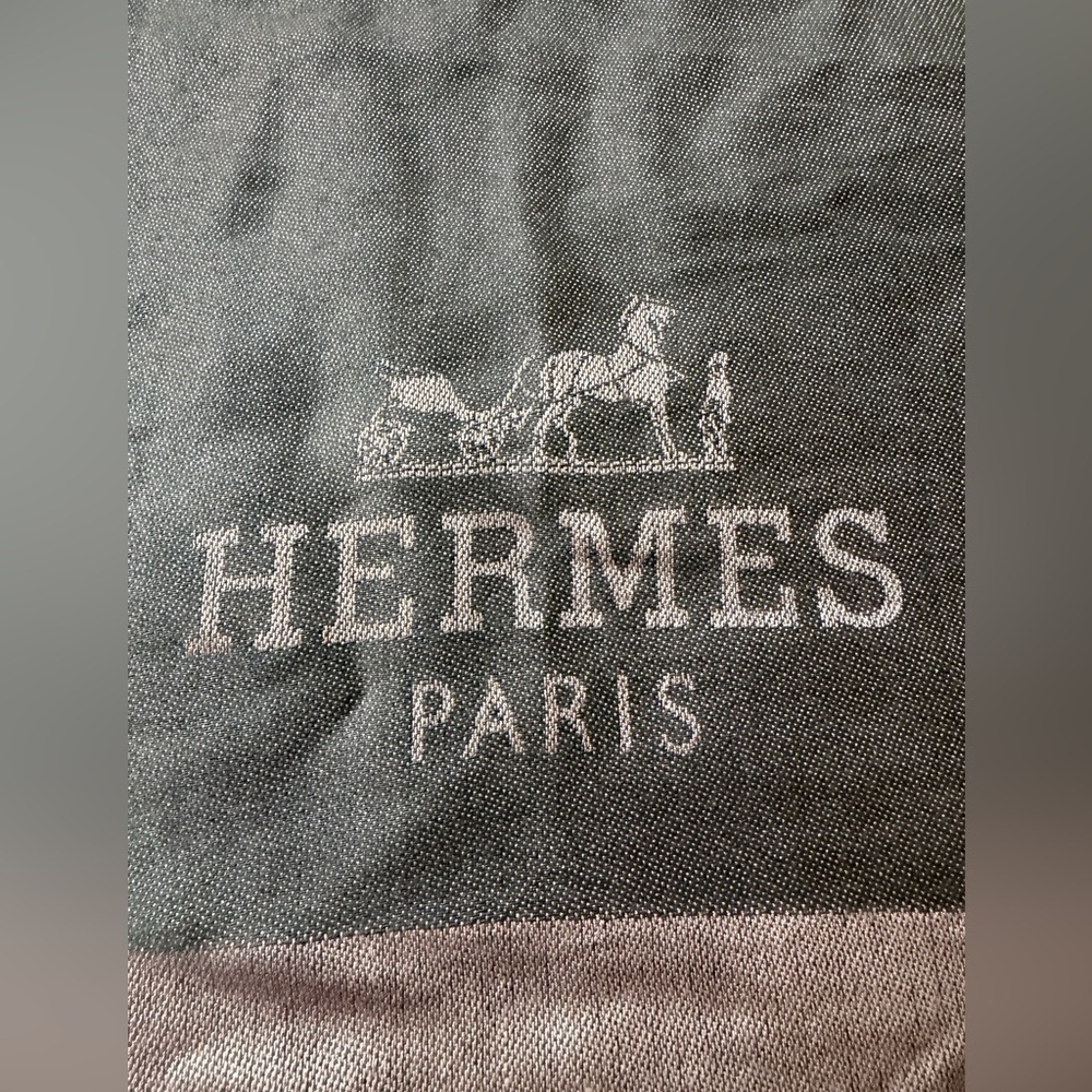 Rare Hermes Shawl Scarf Charcoal and Blush Scarf Hand-woven Vintage - Picture 3 of 6